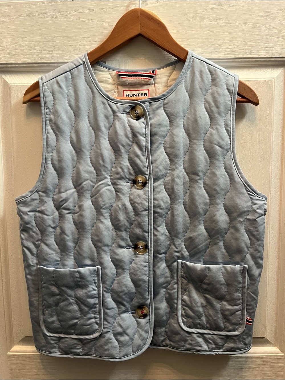 NWT Hunter Women's  Quilted Pale Blue Button-Up Vest- X-Small